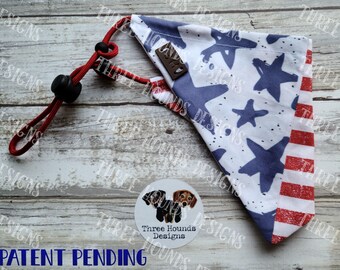 Adjustable Custom Dog Bandana, Personalized, Stars and Stripes Cotton Fabric