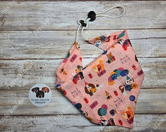 Adjustable Dog Bandana Personalized, Time to Party/Birthday Dog Pattern