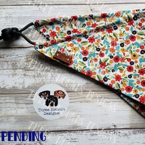Adjustable Custom Dog Bandana, Personalized, Flower Cotton Fabric
