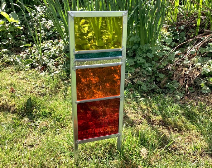 Stained Glass Garden Ornament Architectural Panel / Etsy