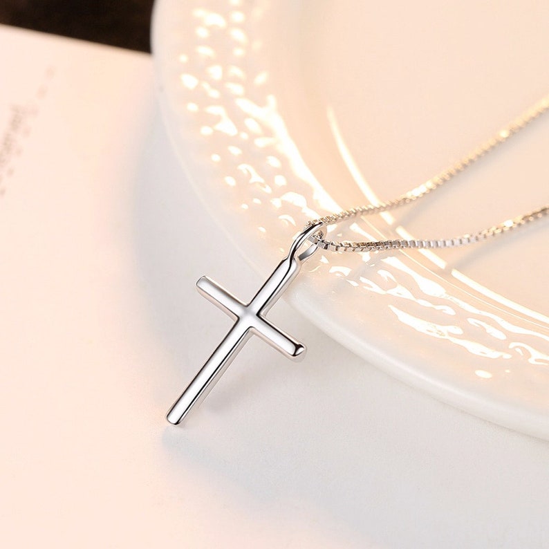 Tiny Cross Necklace Sterling Silver Children's Cross Etsy