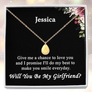 Will You Be My Girlfriend Gift, Girlfriend Proposal Ideas, Asking Out Girlfriend, Proposal Necklace, Personalized Girlfriend Necklace