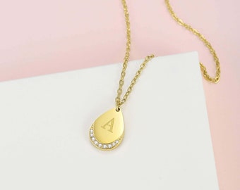Letter Necklace Gold, Dainty Minimalist Custom Engraved Initial Pendant Necklace, Sister Gift, Friend Gift, Bridesmaid Gifts, Birthday Gift