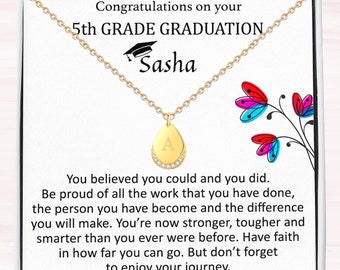 5th Grade Graduation Gift For Her, Personalized Elementary School Graduation Gift, End Of School Year Daughter Gift,2024 Graduation Necklace