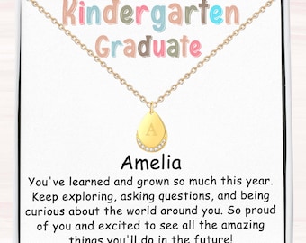 Kindergarten Graduation Gifts, Personalized Graduation Gift For Kids, K Graduation Necklace Gift For Daughter Granddaughter