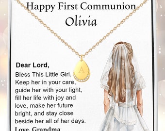 First Communion Gifts For Girls, First Communion Necklace, Goddaughter Gift, Personalized First Holy Communion Gift, Catholic Communion Gift