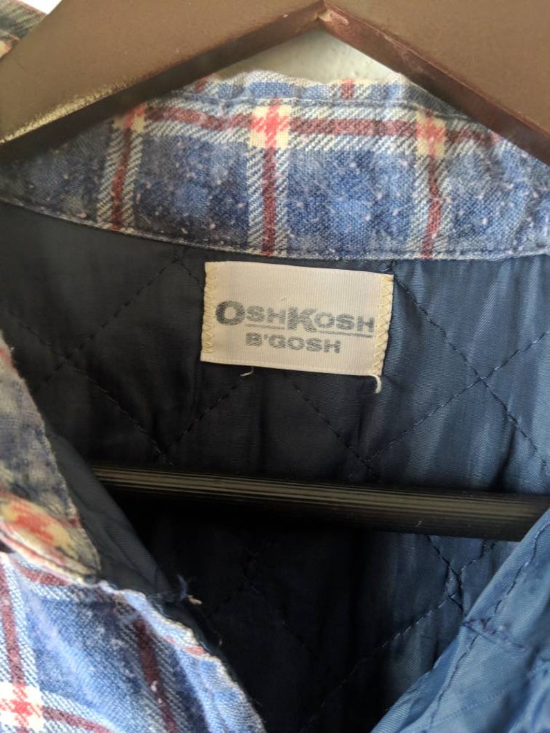 1990s Oshkosh B/'Gosh Vintage plaid flannel with quilted lining