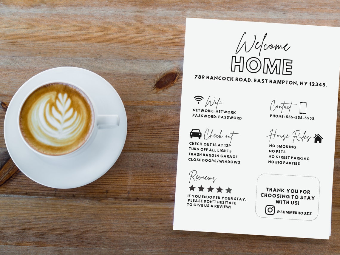 Welcome Sign Template for Airbnb, Vacation Rental Printable, Guest ...