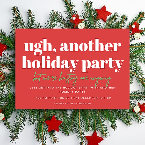 EDITABLE Holiday Party Invitation, Christmas Party, Funny Holiday Invite, Modern, Office Party Invite- 7x5 Instant Download Printable