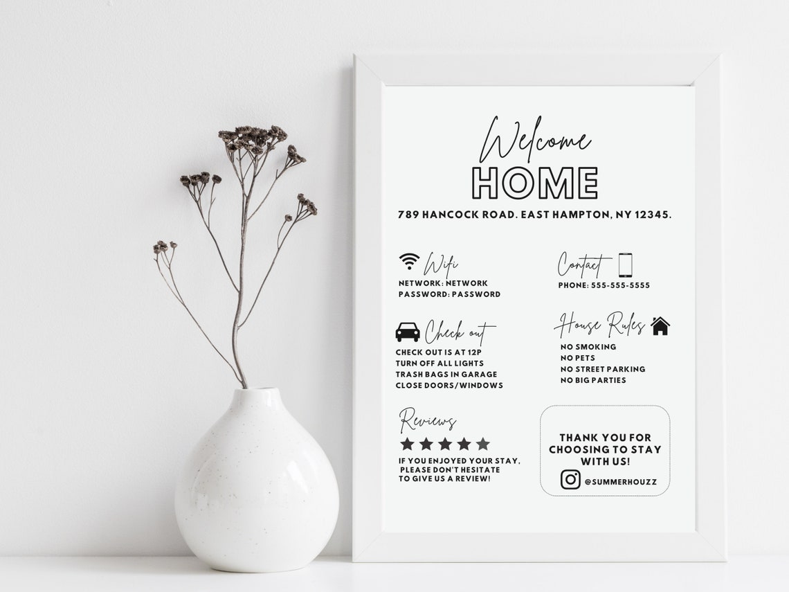 Welcome Sign Template for Airbnb, Vacation Rental Printable, Guest ...