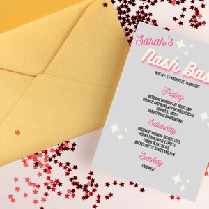 Nashville Bachelorette Itinerary Digital Download- Bachelorette Party, Instant Download, Customizable