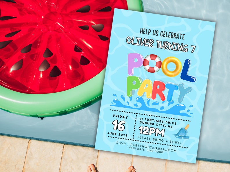 EDITABLE Pool Party Birthday Invitation Digital Download Etsy