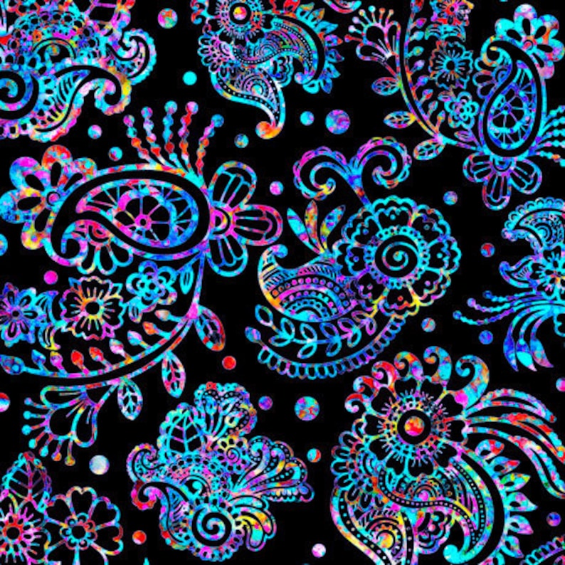 Dan Morris ZANZIBAR paisley Cotton Fabric By the Half Yard Etsy