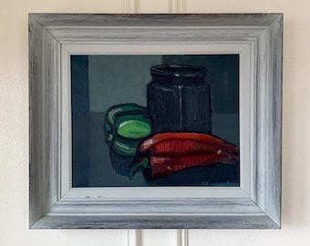 Helge Holmlund Cubist Still Life Oil Painting, Mid Century Modernist Swedish Art