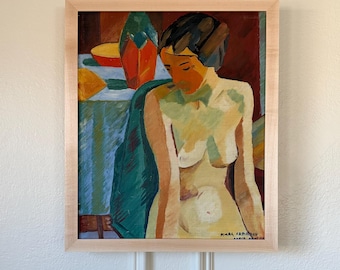 Original Karl Isakson Swedish Oil Painting, Mid Century Modern Art, Framed Canvas Nude Painting, 1910s Scandinavian Fine Art Impressionism