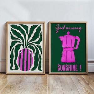 Set di 4 poster retrò, arte vintage, poster Bauhaus, arte contemporanea, download digitale, decorazione murale, mercato dei fiori