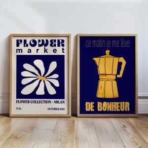 Set di 4 poster retrò, arte vintage, poster Bauhaus, arte contemporanea, download digitale, decorazione murale, mercato dei fiori