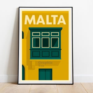 Maltese Balcony Print – Vintage Malta Travel Poster, Traditional Architecture Wall Art, Mediterranean Home Decor