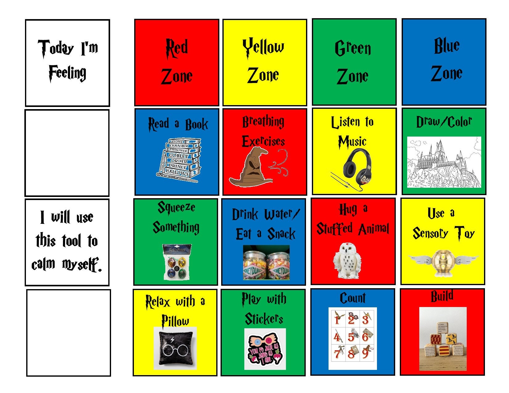 Harry Potter Zones of Regulation | Etsy