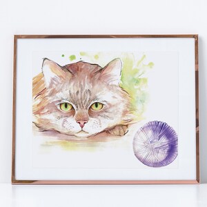 Watercolor Cat Painting Art Print, Cute Cat Wall Decor, Pet Art Prints, Digital Wall Art, Cat Lover Gift, Instant Download,