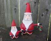 Santa with Stocking - Folk Art Santa - Classic Santa - Rustic Santa - Farmhouse Christmas - Handmade Santa