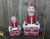 Santa in Chimney - Folk Art Santa - Classic Santa - Rustic Santa - Farmhouse Christmas - Traditional Christmas - Heirloom Gift