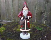 Handmade Chalkware, Folk Art Santa, Vintage Santa, Christmas Gift, Farmhouse Christmas, Mom Gift