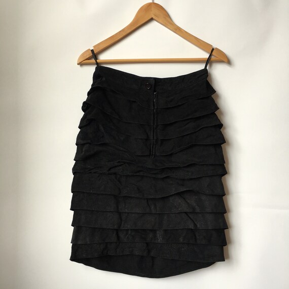 ruffles leather skirt black vintage / XS / S / su… - image 5