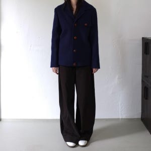 60s Navy Wool Cropped Jacket | Vintage
