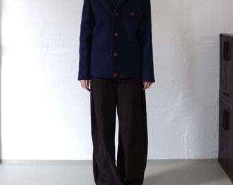 60s Navy Wool Cropped Jacket | Vintage