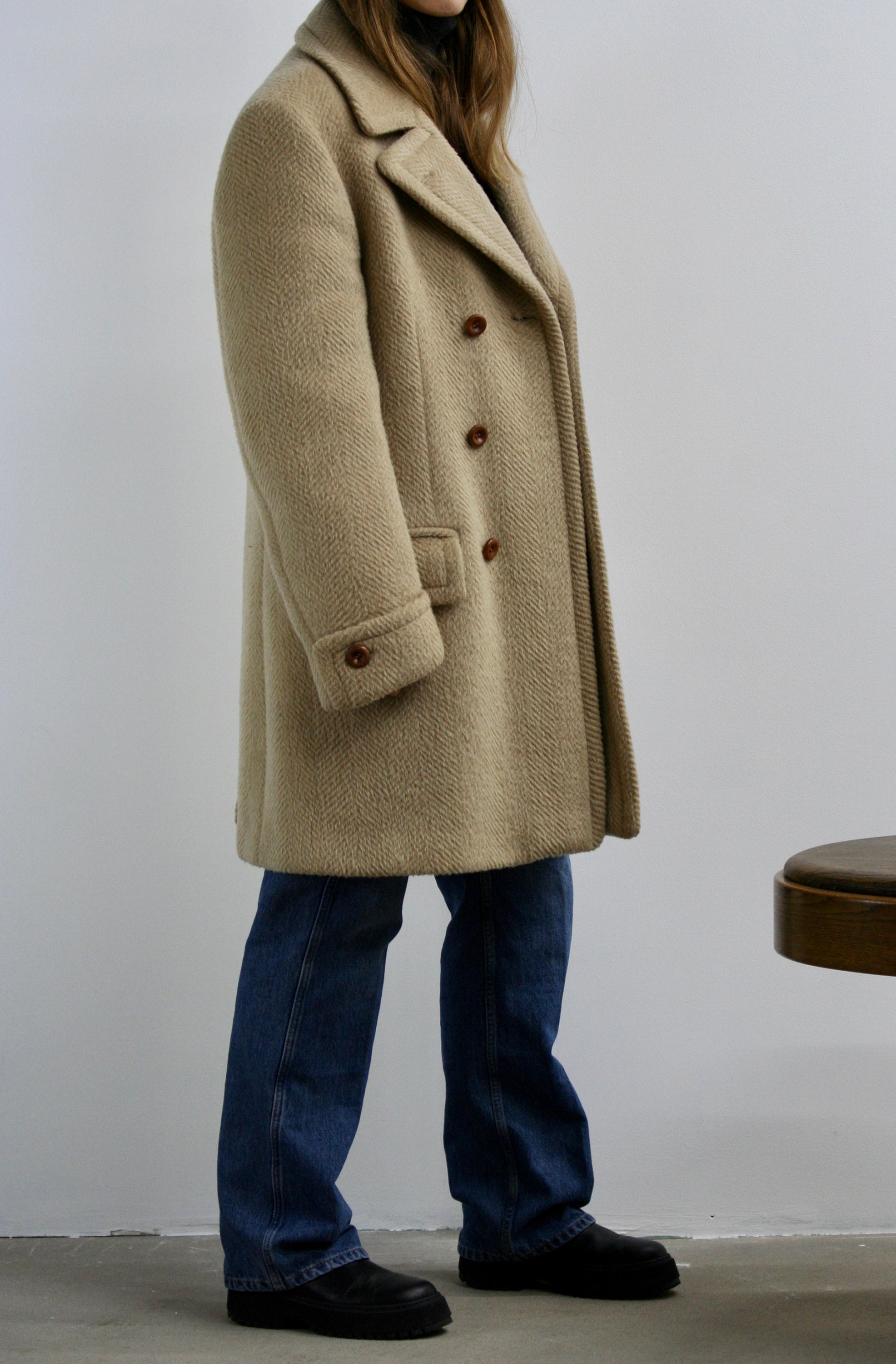 White mohair wool coat vintage/doublebreasted/unisex Etsy 日本