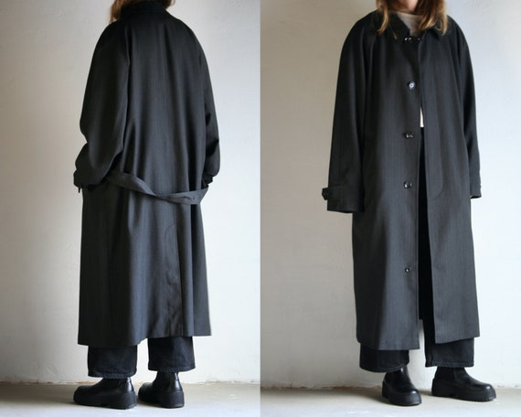 oversized wool trench coat unisex/vintage gray rai
