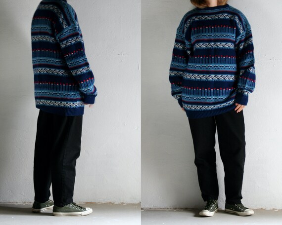 vintage novelty wool sweater oversized/unisex/Scan