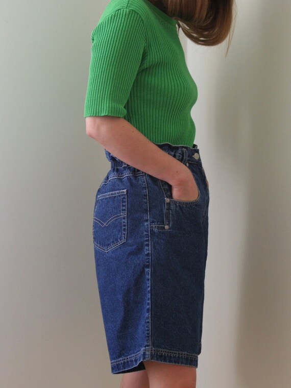 80s elastic waist denim shorts/vintage high-waist… - image 2