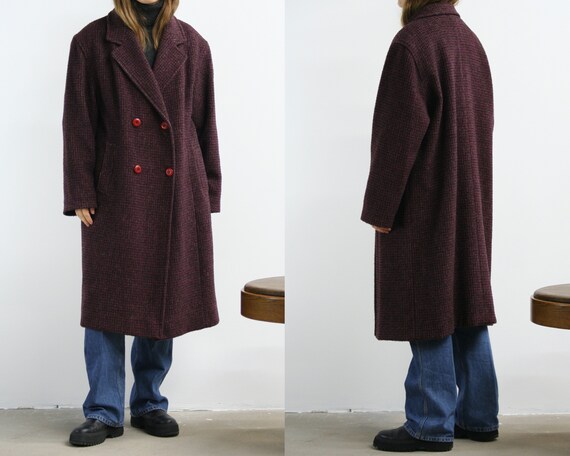 oversized double-breasted coat women wool vintage
