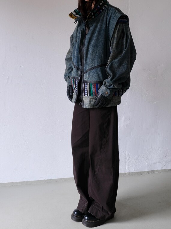 Ethnic Patchwork Denim Bomber Jacket | 1980s - image 4
