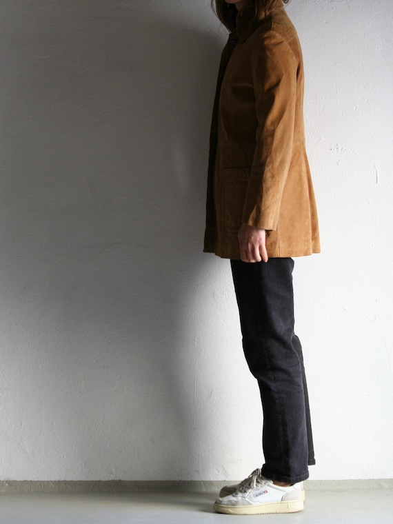70s Camel Suede Jacket | Buttoned Leather Jacket … - image 4