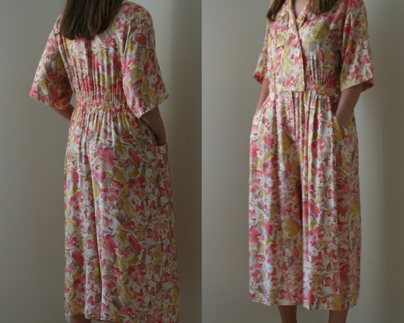 vintage floral short sleeve jumpsuit/summer overa… - image 1