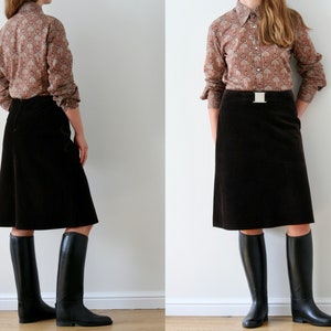 Vintage Brown Corduroy Skirt/A-line/70s Style