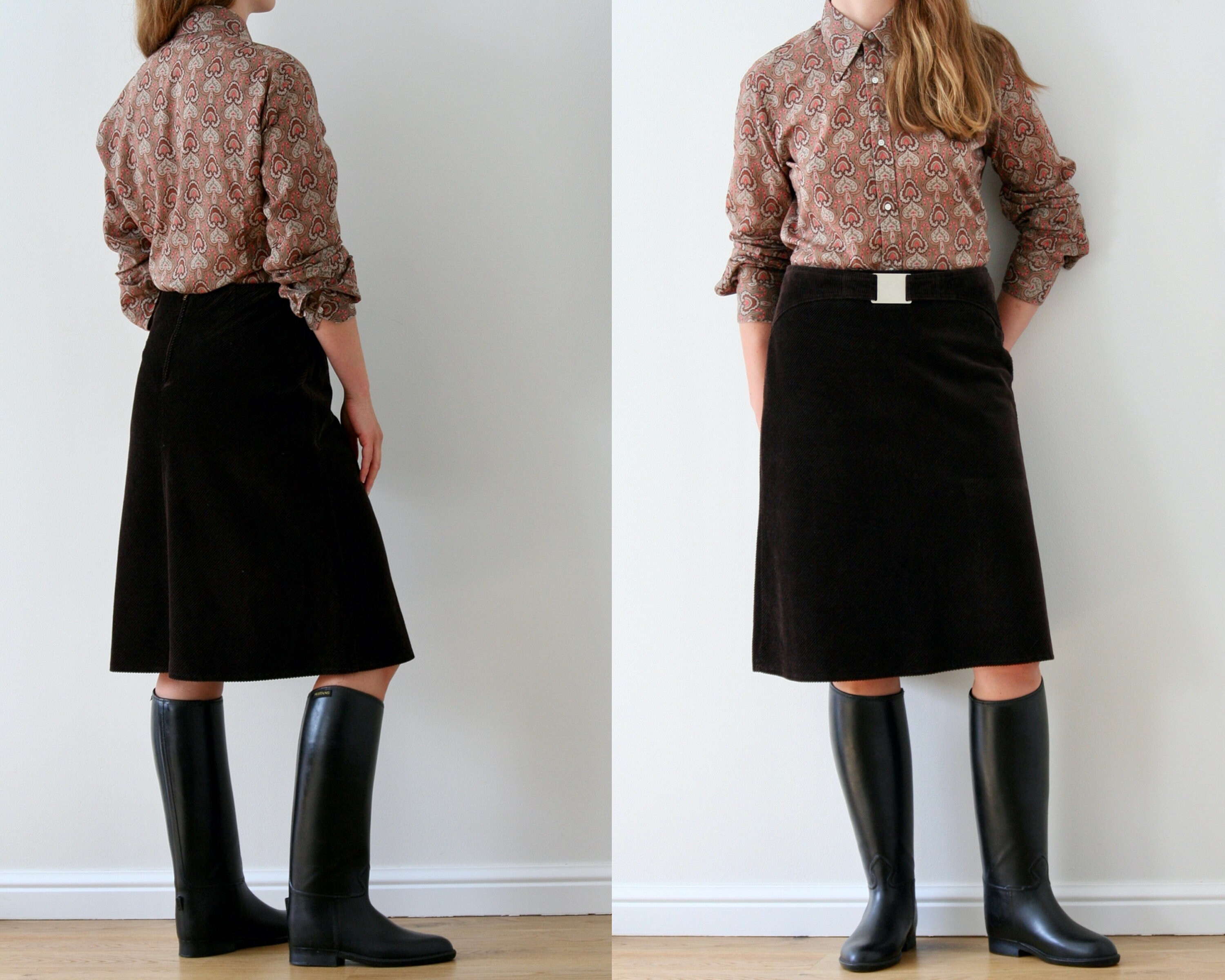 Brown corduroy skirt india hot sale