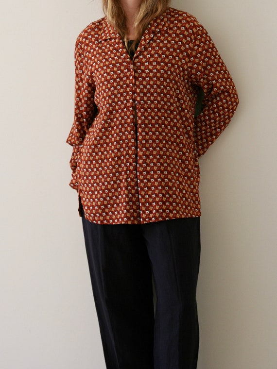 70s Print Blouse Women/Viscose/Vintage 70s Style … - image 3