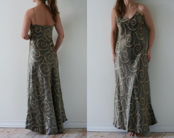 90s golden slip maxi dress/vintage