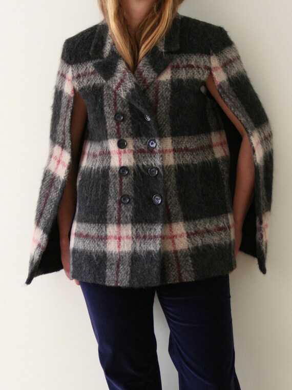 Sonya Rykiel checkered wool cape coat/pea coat wo… - image 4