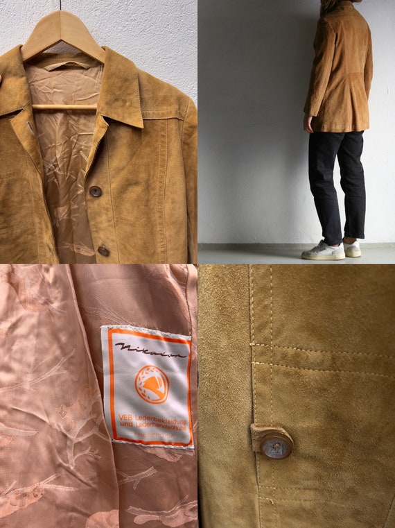 70s Camel Suede Jacket | Buttoned Leather Jacket … - image 7