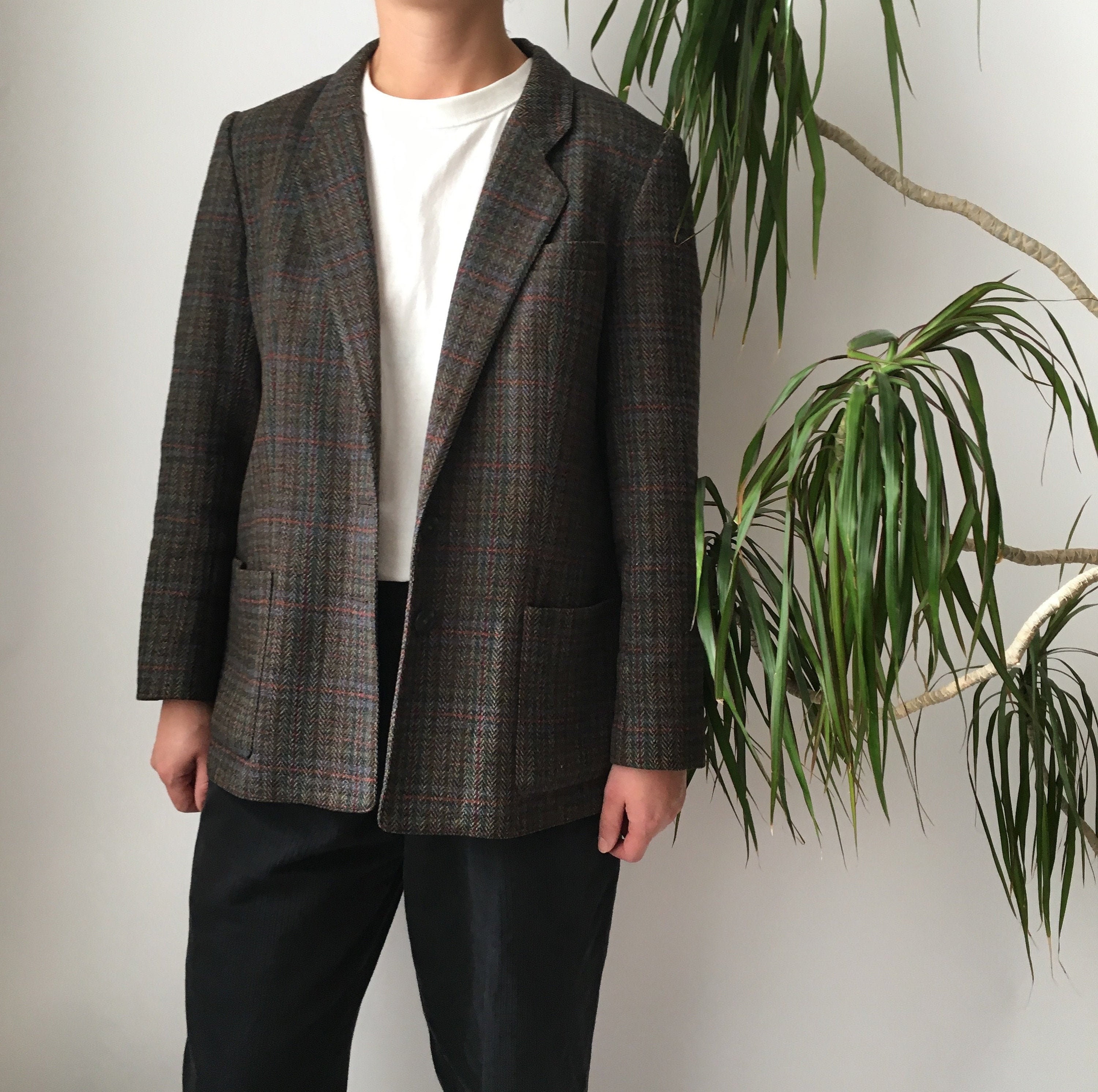 Elbow patch blazer femmes vintage blazer femmes laine blazer femmes vertes Etsy France