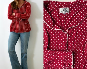 Red Polka Dot Pyjama Blazer Shirt/Vintage