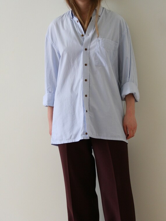 Vintage Blue Striped Shirt/Button-Down/Oversized - image 2