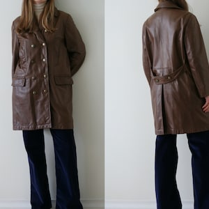 Veste en cuir marron/double poitrine des années 90