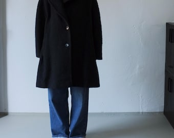 90年代のヴィンテージ モヘア/ウール ブレンド コート (ブラック