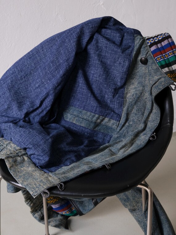 Ethnic Patchwork Denim Bomber Jacket | 1980s - image 7
